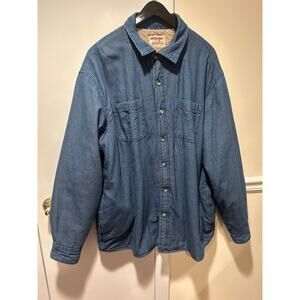 Vintage Wrangler Sherpa Lined Shirt Jacket Men’s XL Denim Shacket Button Up